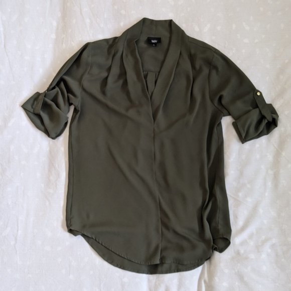 EUC Mossimo Olive Green Blouse Sz M - Picture 3 of 7